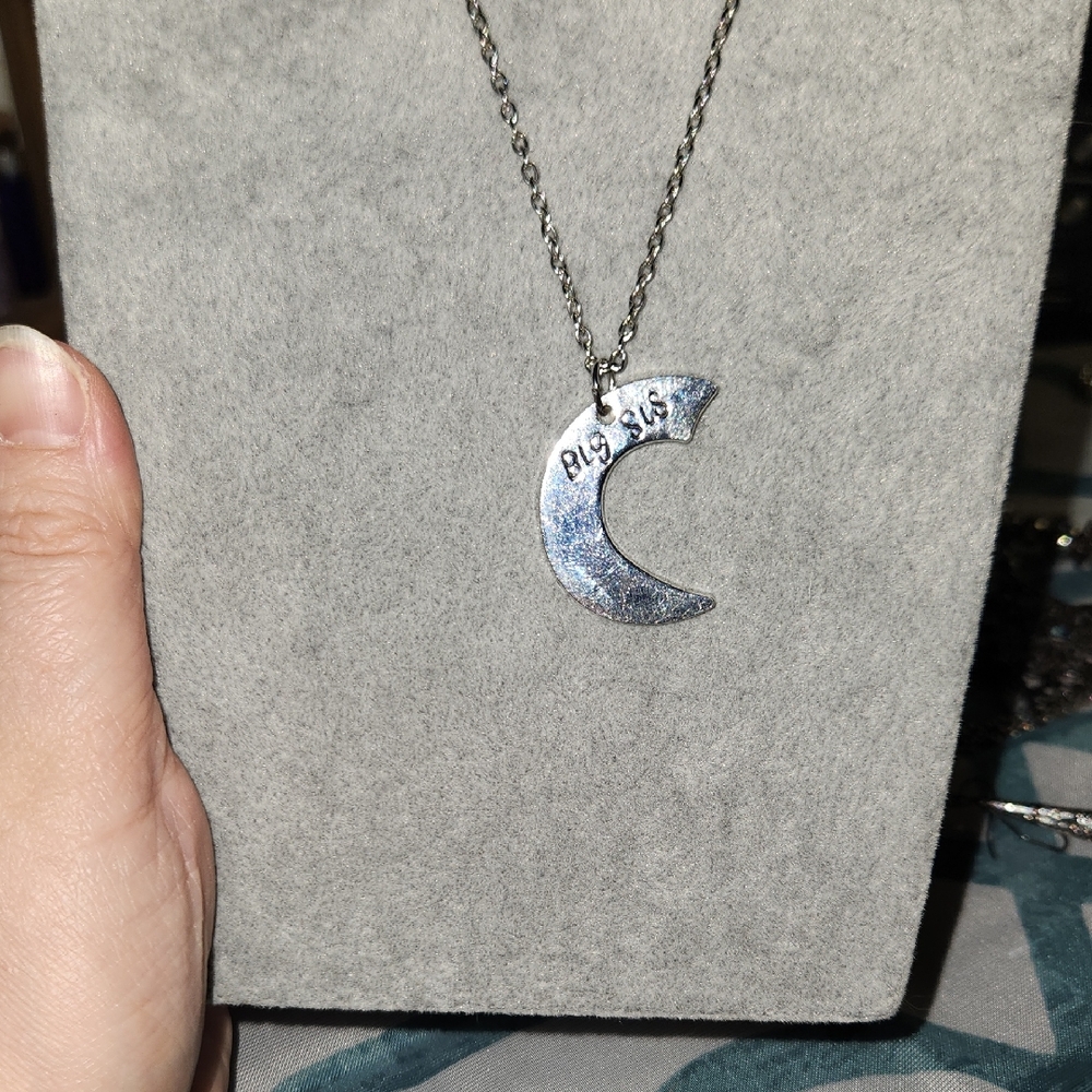 Silver Crescent Moon Pendant Necklace
